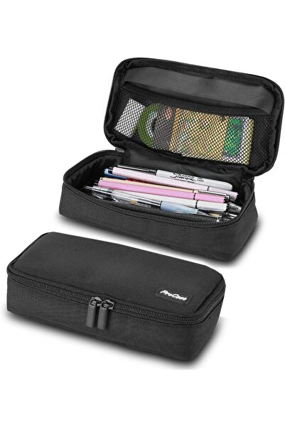 PROCASE حقيبة أقلام رصاص، حقيبة أدوات مكتبية كبيرة السعة، لون أسود