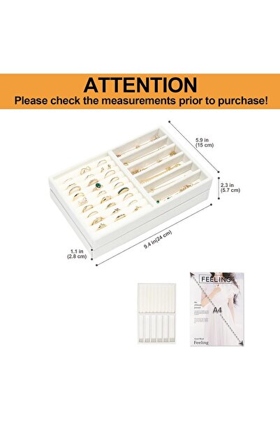 PROCASE Set of 2 Stackable Jewelry Organizer Trays for Drawers - Warmwhite