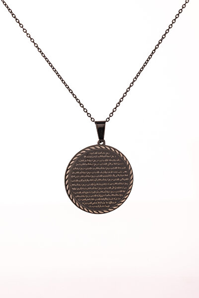 TAKI DERYASI Siyah Vakıa Suresi Yazılı Çelik Kolye Kararmaz Paslanmaz Zincirl...