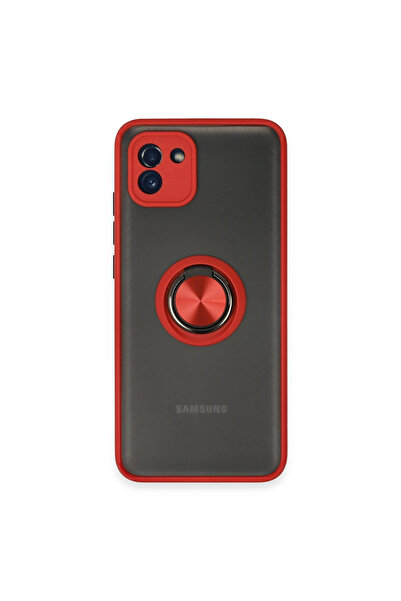 Twin Store غطاء سيليكون مونتريال مع حلقة لهاتف Galaxy A03 - أحمر