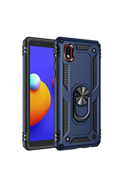 Twin Store غطاء سيليكون لجهاز Galaxy A01 Core مع حلقة صوفيا - أزرق داكن