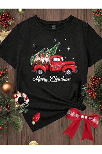 OVER HEAD Γυναικείο Χριστουγεννιάτικο Μπλουζάκι με στάμπα oversized , Λαιμόκοψη, κοντομάνικο μπλουζάκι