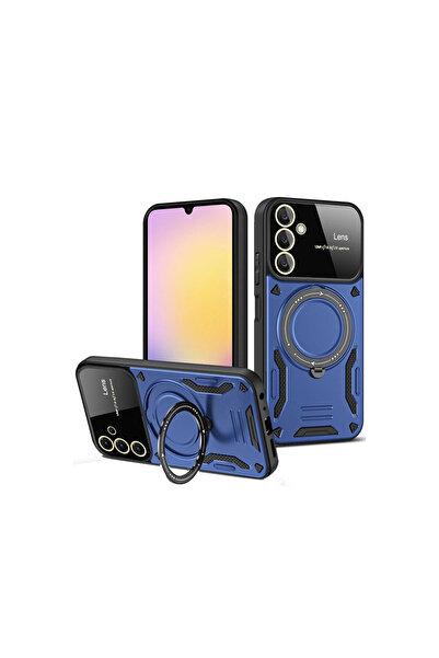 Twin Store غطاء حماية لهاتف جالاكسي A54 5G مع حامل للعدسة - أزرق داكن