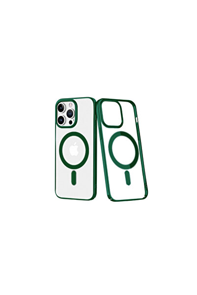 AL - KAR TİCARET غطاء حماية لهاتف آيفون 14 برو إليمنت مغناطيسي آمن - أخضر تنوب