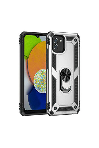 Twin Store غطاء سيليكون لجهاز Galaxy A03 مع حلقة صوفيا - فضي