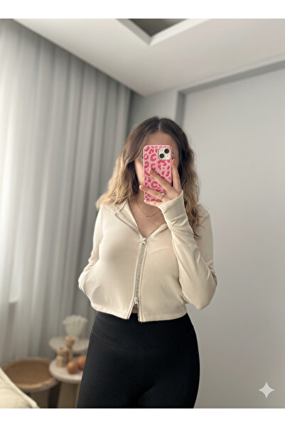 mooishan Women's Modal Cardigan - Double Zipper, Hooded - Finger Detail