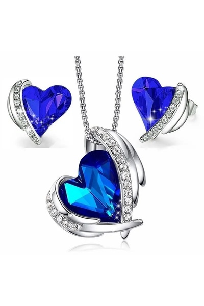 Worldshop Stylish Colorful Stone, Zircon Stone Embroidered Heart Jewelry Set ...