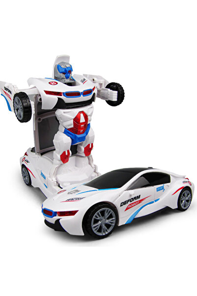 FELİTE 3D Işıklı Müzikli Sesli Kendisinden Robot Olan Spor Çarp Dön Araba Oyuncak