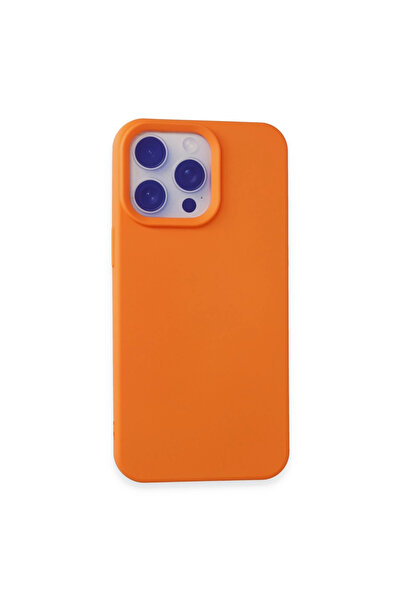 Twin Store جراب آيفون 15 نانو من الداخل سيليكون مخملي - برتقالي