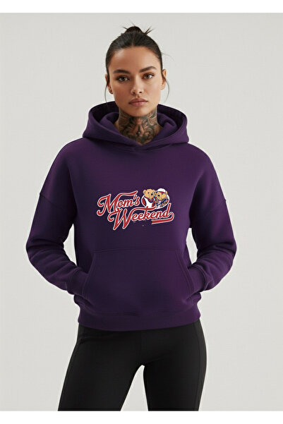 LORVEX Hanorac unisex cu imprimeu Oversize Moms Weekends tricou