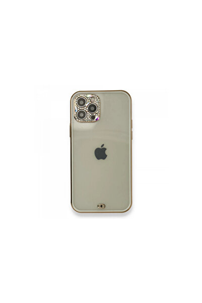 Twin Store حافظة آيفون 12 من السيليكون مع حجر ليفا - أبيض