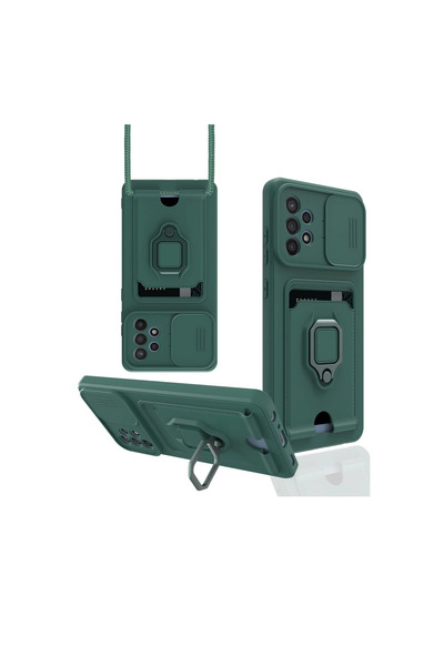 eco port حافظة سامسونج جالاكسي A72 زوما مع حلقة سيليكون لبطاقة العمل - أخضر