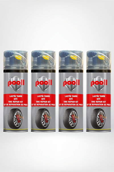 POOLL Lastik Tamir Kiti Lastik Tamir Spreyi 400 ML Otomobil Suv Motosiklet Lastik Tamir Kiti 4 Adet