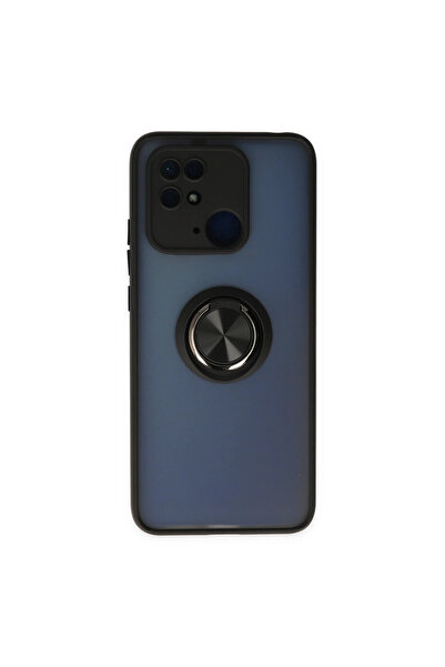 Twin Store غطاء سيليكون لهاتف Poco C40 مع حلقة مونتريال - أسود