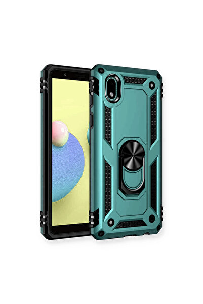 Twin Store غطاء سيليكون لجهاز Galaxy A01 Core مع حلقة صوفيا - أخضر