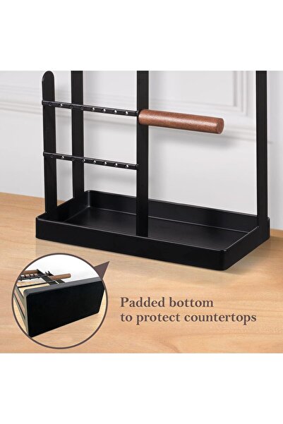 PROCASE 4-Tier Jewelry Organizer Stand with Earring Tray and 10 Hooks - Black