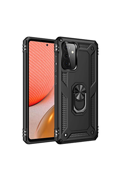 Twin Store غطاء سيليكون لهاتف جالاكسي A72 مع حلقة صوفيا - أسود