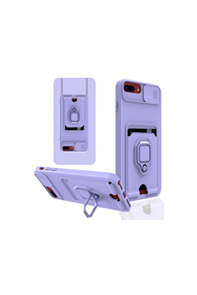 eco port حافظة آيفون 7 بلس زوما من السيليكون مع حلقة بطاقة العمل - أرجواني