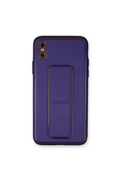 Twin Store غطاء حماية لهاتف آيفون Xs مصنوع من جلد كوكو - أرجواني