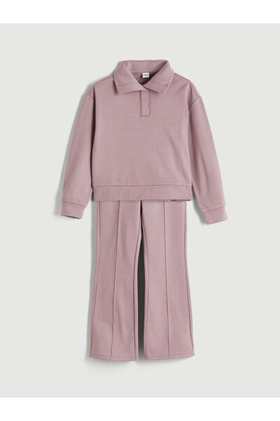 LC Waikiki Polo Neck Girls' Sweatshirt and Sweatpants