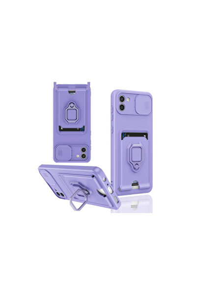 Twin Store Galaxy a03 case zuma business card holder silicone with ring - lilac