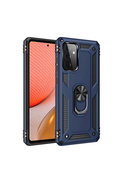 Twin Store غطاء سيليكون لهاتف جالاكسي A72 مع حلقة صوفيا - أزرق داكن