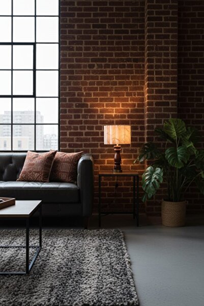 poplinhome Mermer Desen Dilimli Abajur Şapka Ahşap Abajur Masa Lambası 50cm Y...