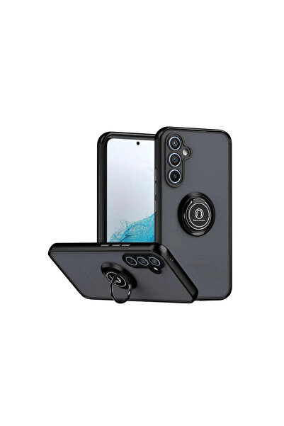 Twin Store غطاء سيليكون لهاتف جالاكسي إس25 إف إي مع حلقة مونتريال - أسود