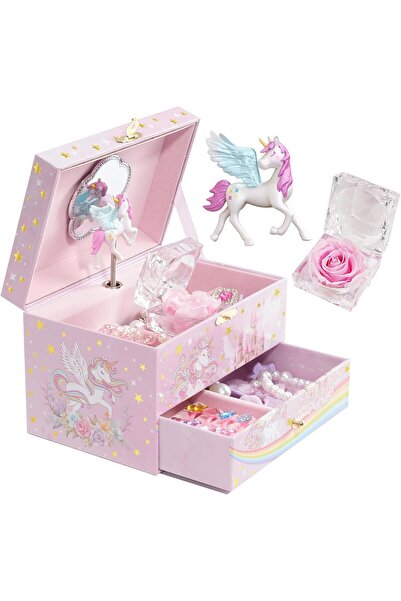 PROCASE Children's Jewelry Box, Kids Jewelry Organizer with Unicorn - Sunshine
