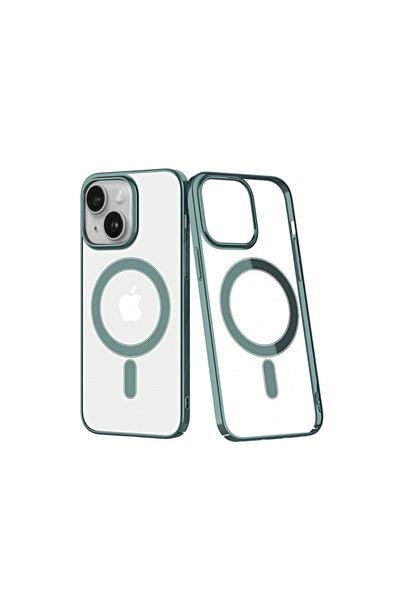 Twin Store غطاء حماية لهاتف آيفون 14 من إليمنت مغناطيسي آمن - أخضر تنوب