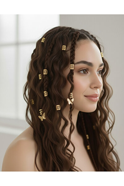 GÜLPEŞE Hair Earring 15 Pieces Hair Rings