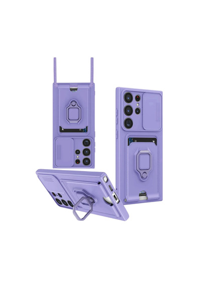 Twin Store حافظة جالاكسي S25 من السيليكون مع حامل لبطاقة الزوما - أرجواني