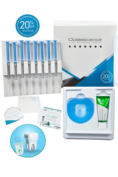 OPALESCENSE جل تبييض الأسنان الأصلي أوبال سنس ذات قوة تبيض إحترافية تركيز 20٪ بنكهة عادية - 8 أنابيب أزرق