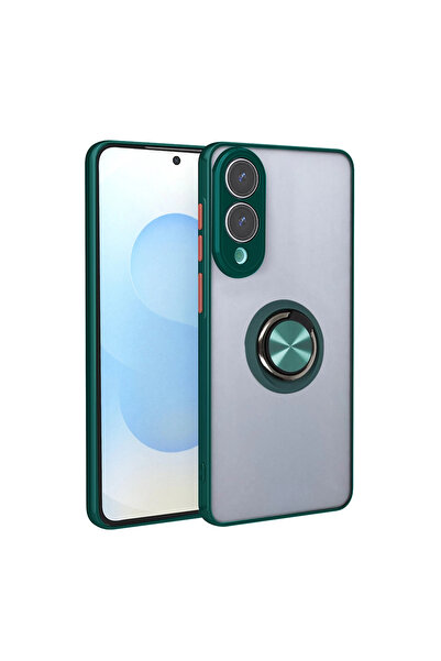 Twin Store غطاء سيليكون مونتريال لجهاز Galaxy S25 Edge مع حلقة - أخضر