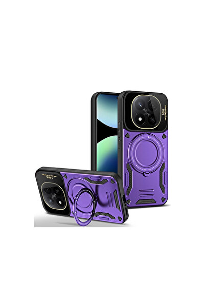 Twin Store غطاء حماية لهاتف ريدمي نوت 14 5G مع حامل للعدسة - أرجواني