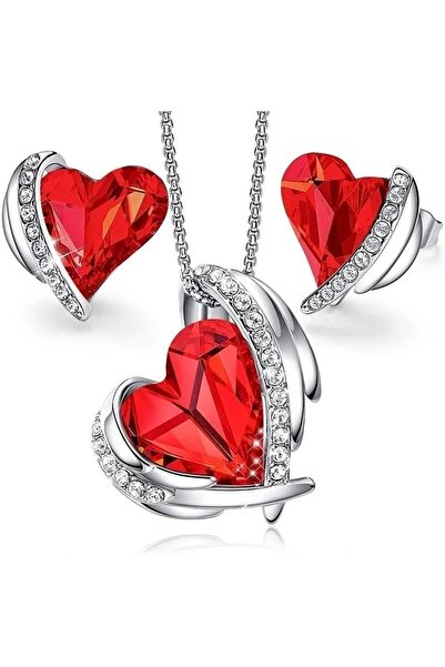 takantakana Stylish Colorful Stone, Zircon Stone Embroidered Heart Jewelry Se...
