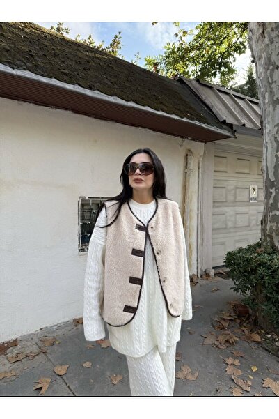 Tavie Peluş yelek-Ekru - STD