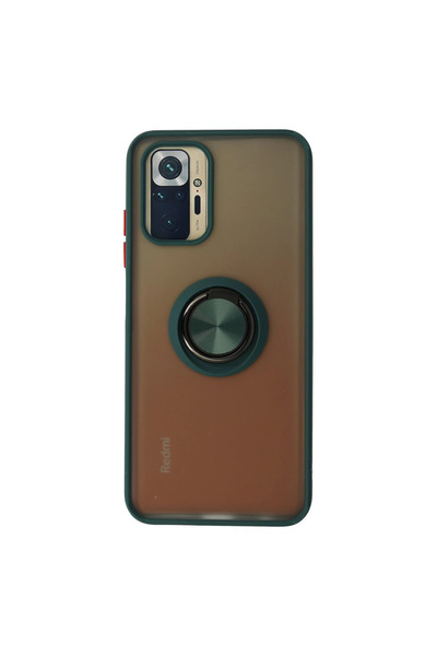 Twin Store غطاء حماية سيليكون لهاتف ريدمي نوت 10 مع حلقة مونتريال - أخضر