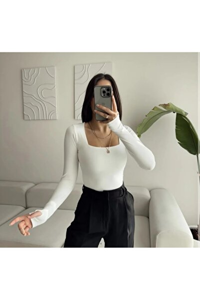 EAS GİYİM Women's Square Neck Slip-On Blouse