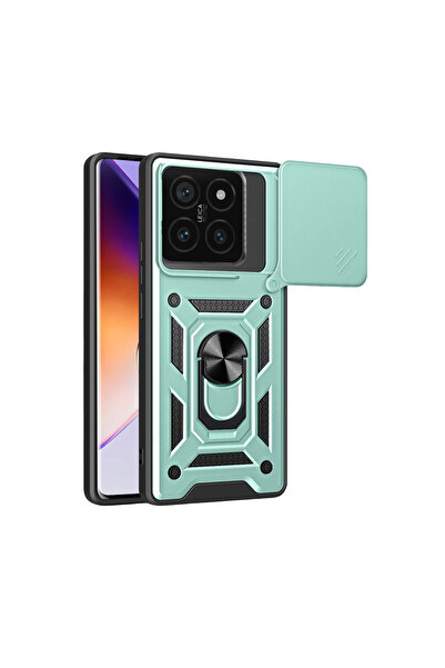 Twin Store حافظة Mi 14T من السيليكون مع حلقة عدسة - أخضر