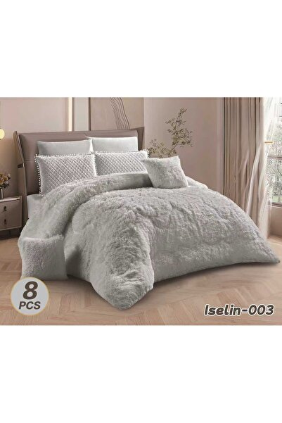 ALMIAAD Royal winter double bed set, ultra-soft and elegant faux fur, for the truly luxurious, 8 pieces including a quilt measuring 240*260 cm