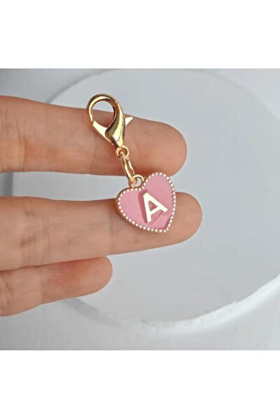 alisa A Harfi Pembe Kalpli Anahtarlık Veya Çanta Süsü