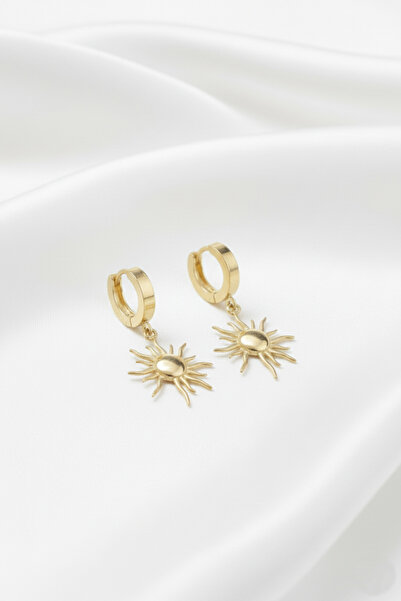 özgül takı ve tasarım Stainless Steel Gold Color Sun Pattern Women Earrings