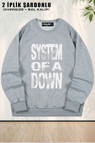 ZOKAWEAR Unisex System of a down Printed Oversized Crew Neck Sweatshirt