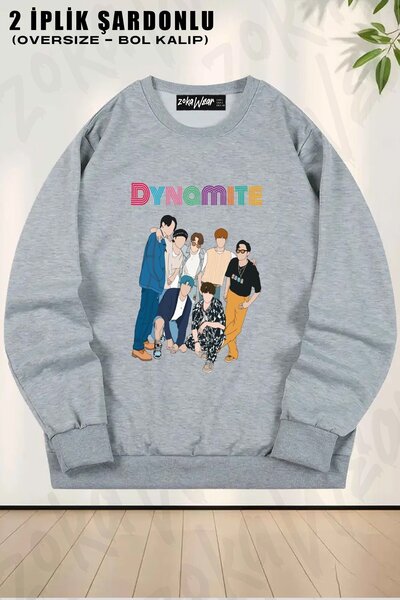 ZOKAWEAR Unisex Bts Dynamite cu imprimeu supradimensionat guler rotund Swea t...