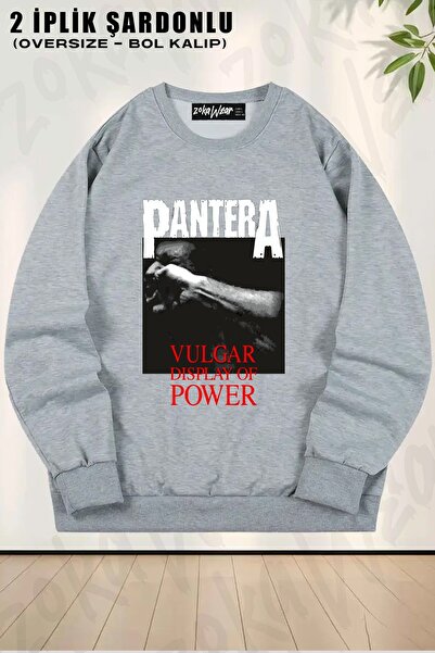 ZOKAWEAR Unisex Pantera Vulgar cu imprimeu supradimensionat guler rotund Swea...