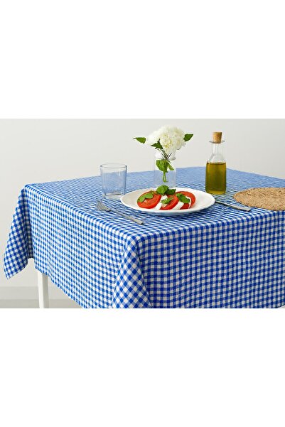 alinastore 160X170 cm Navy Blue Small Square Pattern Gingham Tablecloth, Tabl...