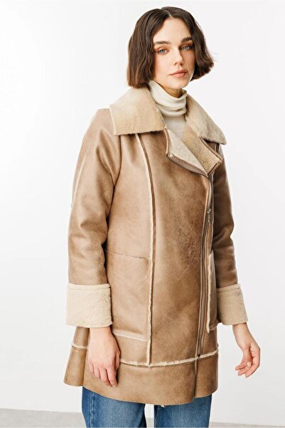 Micca Crok Faux Leather and Soft Fur Lined Coat