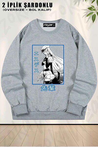 ZOKAWEAR Unisex Esdeath V2 Printed Oversized Crew Neck Sweatshirt