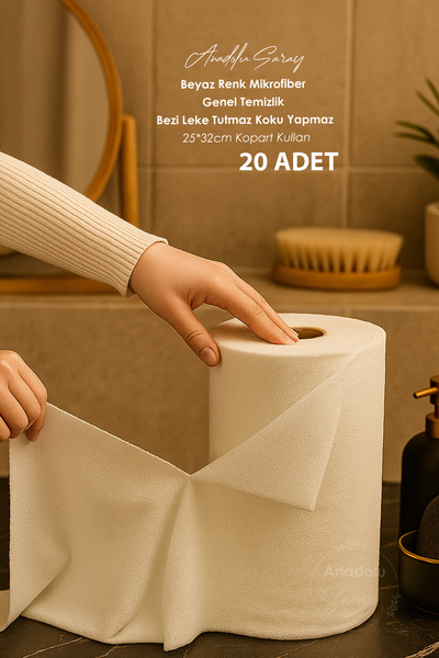 Anadolu Saray 20 ΤΕΜ. Λευκό ύφασμα γενικού καθαρισμού από μικροΐνες, ανθεκτικ...